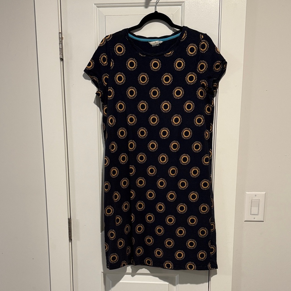 Boden casual cotton Navy and Gold Patterned Dress